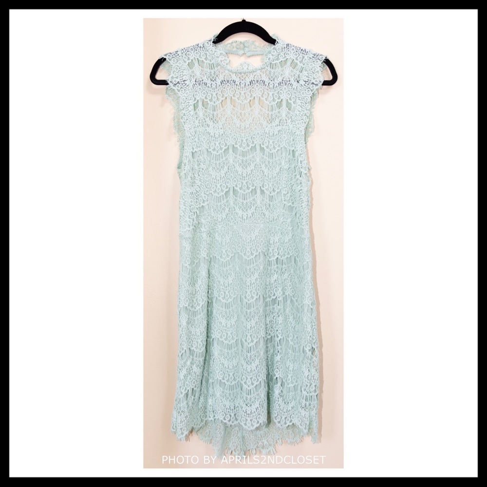 FREE PEOPLE BOHO CROCHET LACE BOHO SLIP DRESS A3C - Picture 6 of 8